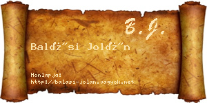 Balási Jolán névjegykártya